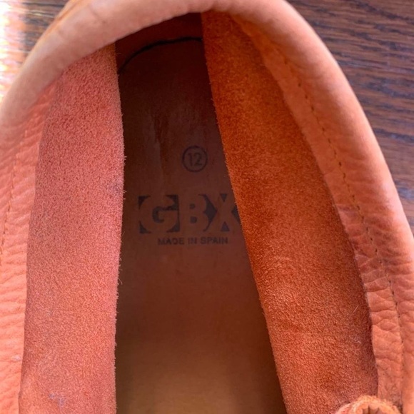GBX vintage Y2K Men\'s Orange Leather suede moccasin chukka boots lace up size 12 main image 4